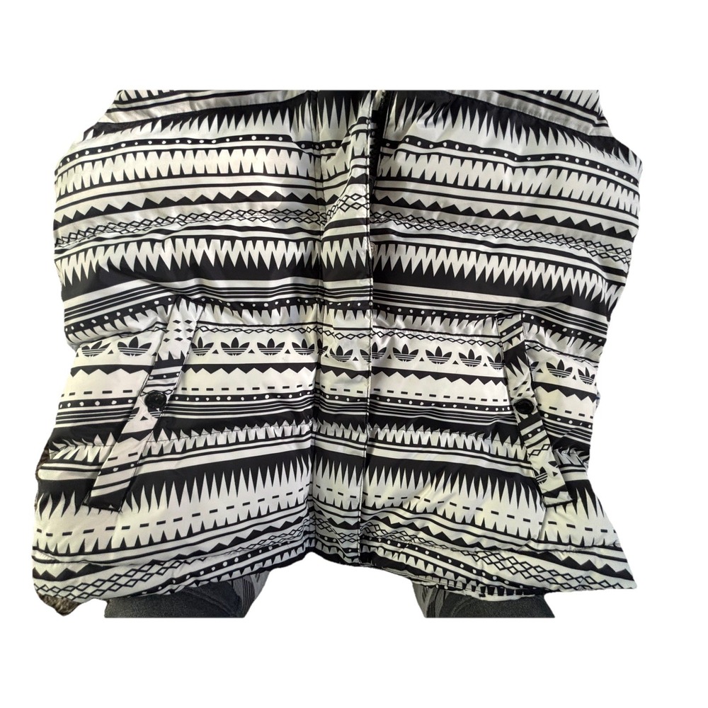 Adidas Rare Women's Tribal Puffer Gilet Vest Hooded Full Zip Black Size 38 /Med - Picture 5 of 5